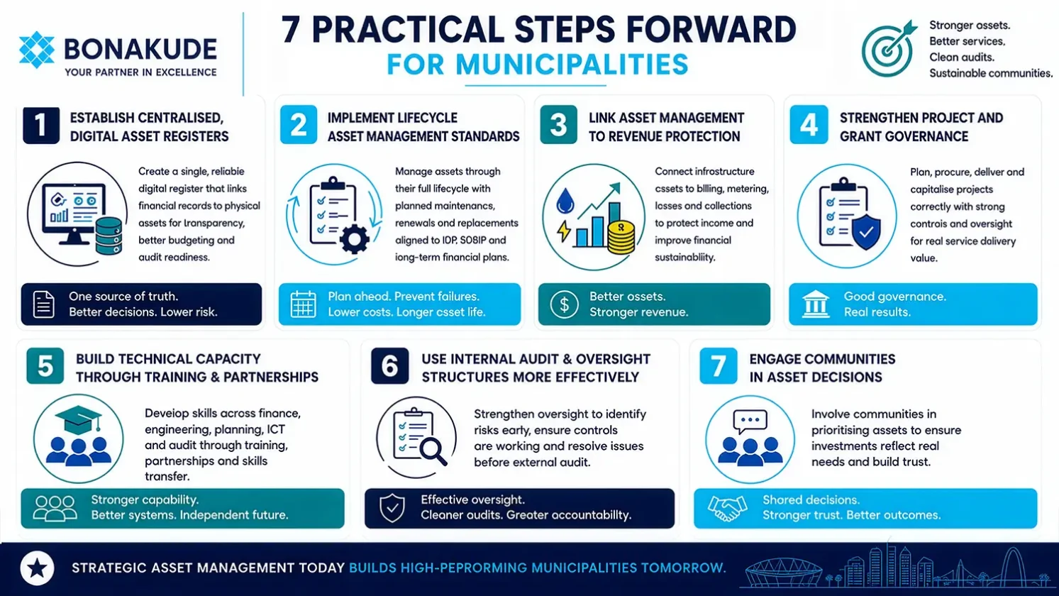 Infographic showing 7 practical steps for municipalities